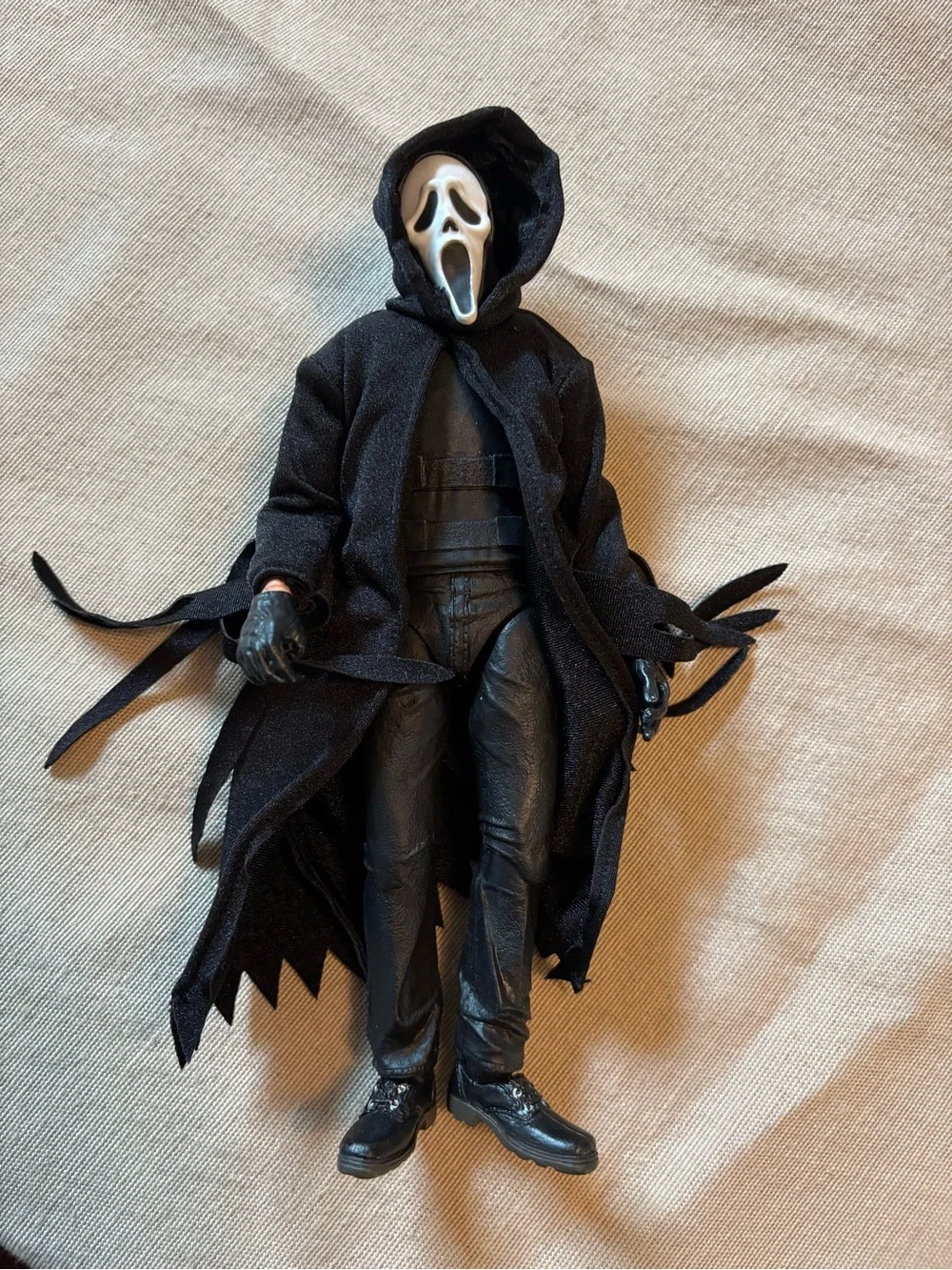 Black Ghost Face Hooded Figure Kids Toy - Horror Masked Doll 7in